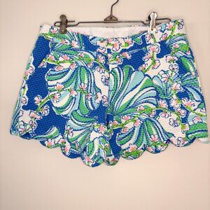 Lilly Pulitzer Buttercup Scallop Hem Shorts Seashell‎ Print Size 2 Costal Preppy